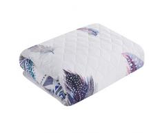 Design91 Couvre-lit Jeté de lit Jeté de lit Jeté de lit Jeté de lit Blanc Multicolore Plumes Doux Couverture Matelassée Chambre Salon Chambre Enfants Argent 170 x 210 cm