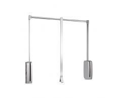 Emuca - Barre de penderie escamotable, Tringle relevable, penderie Rabattable pour Armoire, Largeur réglable 830-1150mm, Chromé