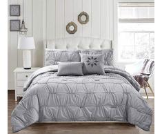 Kensie Akita Ensemble de Doudou 8 pièces, Gris, Queen Size