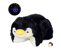 Relaxdays 10025647_246 Lumière de Nuit Ciel étoilé, Aide au Sommeil, bébé et Jeune Enfant, Peluche, veilleuse, PP, Polyester, Noir-Jaune, 14,5 x 16 x 30 cm