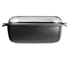 H&H Ancien Chef Casserole rectangulaire Anti-adhÃ©sif avec Couvercle, Aluminium, Noir