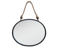 Clayre & Eef 52S092 Miroir Mural Ovale Industriel en mÃ©tal Noir 50 x 4 x 40 cm