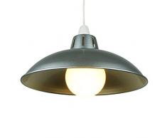 Loxton Lighting Suspension en métal industriel/Factory Abat-jour avec entonnoir Forme en argent, Acier, Argent/clair, Acier, argent/transparent, 12.5 x 30 cm