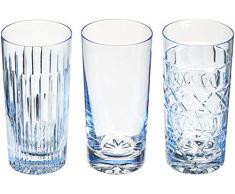 Crystaljulia 14691 Lot de 3 verres à long drink en cristal Bleu clair