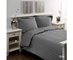 Papillon Satin Strif Housse de Couette Gris Coton 200 x 200/220 cm