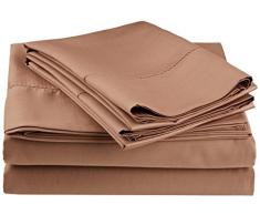Impressions Superior - Ensemble de Drap de lit, 198 x 203 cm, Doux, rÃ©sistant aux froissements, Ã Coins Profonds, 600 Fils par Pouce carrÃ©, Coton mÃ©langÃ©, Taupe 4 piÃ¨ces