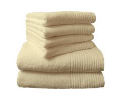 Dyckhoff 0410996205 Ensemble de Toilette avec 4 essuie-Mains 50 x 100 cm et 2 Serviettes de Bain 70 x 140 cm Champagne