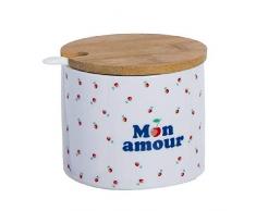 DCASA Sucrier Rond Couvercle Bambou HOME Mixte Adulte, SynthÃ©tique