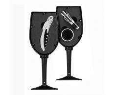 Home Sommelier Coffret en forme de calice avec 3Â accessoires pour vin, noir