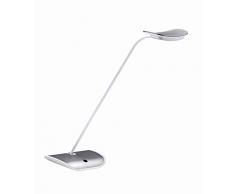 Unilux Folia Lampe de bureau LED 5,56W 520 Lumens à Variation dintensité lumineuse avec Mémorisation du réglage dintensité et Arrêt automatique après 5h sans utilisation 62 x 9 x 15 cm Blanc/Gris métal