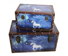 Green Jem Ensemble de Rangement Licorne (Fantasy), Comprend Un Grand et 1 Petit Coffre.