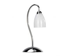 onli Lampe de table en métal chromé brillant et abat-jours en verre Blanc 1 luce Bianco