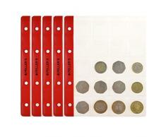 PELLERS 10 Feuilles pour Collection de Pièces de Monnaie, 35mm x 40mm, pour Classeur M. 20 Pochettes pour Monnaies Idéal pour Les Pièces en Euros et Autres jusquà 31 mm de Diamètre