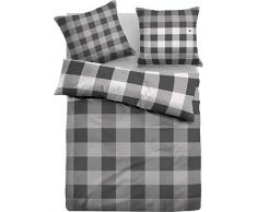 TOM TAILOR 0009866 Parure de lit en Flanelle avec taie doreiller Coton Gris Clair 1 Housse de Couette 135 x 200 cm + 1 taie doreiller 80 x 80 cm