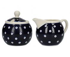 London Pottery JY18LT51 Coffret Pot à Lait et Sucrier Motif Cercles Grès