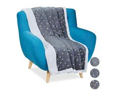 Relaxdays 10029495_469 Couverture Polaire, couronnes dorés, Couette Douce avec Apparence en Laine dâAgneau, Double, 150x200 cm, Polyester, Gris, 1