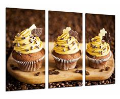 Tableau Moderne Photographique, Impression sur bois, Cupcakes au café, pâtisserie, cafétéria, 97 x 62 cm, ref. 26578