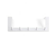 Rayen Crochet de Porte Ã 5 Crochets en Acier Peint Blanc 36 x 12,5 x 4 cm