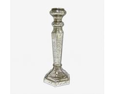 Better & Best Bougeoir Hexagonal avec Miroir, Dimensions 10,5 x 10,5 x 25,5 cm, matériau : Verre, Argent, Taille Unique