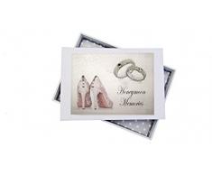 White Cotton Cards Lune de Miel Mini Album Photo, Chaussures et bagues Motif, Tableau, Blanc, 12.5Â x 17.5Â x 2.5Â cm