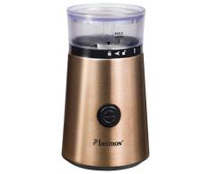 Bestron Moulin à café électrique avec lame en acier inoxydable, Capacité : 50g, 150 W, Acier inoxydable, Design cuivré