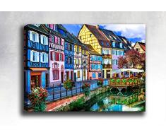 Bonamaison Peinture sur toile, multicolore, 70 x 100 cm - ConÃ§u et fabriquÃ© en Turquie