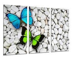 Tableau Moderne Photographique, Impression sur bois, Fond de pierres et de papillons, 97 x 62 cm, ref. 26634