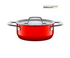 Silit Zeno Red Faitout 20 cm avec Couvercle en métal 2,4 l et céramique Fonctionnelle Silargan Rouge