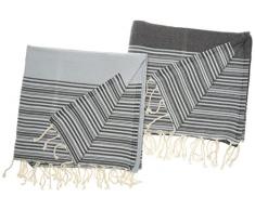 1001 Foutas Duo Serviettes m Nid dabeille Clair & Gris foncÃ©, 100% Coton, Gris Clair