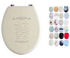 MSV Abattant WC, Bois, Beige, 42.5 x 36.5 x 3 cm, 62 pièces