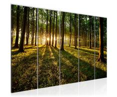 Tableau decoration murale Paysage de la forêt 150 x 60 cm - XXL Impression sur Toile Salon Appartment 5 Parties - prêt à accrocher - 605756a