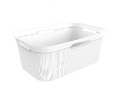 Rotho Panier à Linge 40 l, Polypropylène, Mistletoe Blanc, 40 Liter (59,6 x 39,6 x 23,2 cm)