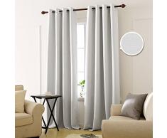 Deconovo Rideau Occultant Motif Désign Moderne Salon à Oeillet Isolant Anti Chaleur Thermique de Porte Intérieur 2 Pcs, Polyester, Blanc Gris, 140x175cm