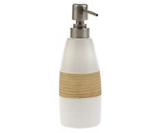 AWD Interior Sabbia Distributeur de Savon en céramique avec décor de Couleur Naturelle Blanc 7 x 7 x 20 cm