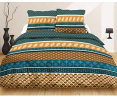 Le linge de Jules Parure de draps, Coton, Bleu,Jaune, 140 x 190 cm