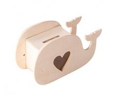 Rayher Tirelire en bois Baleine, FSC 100%, Nature, 13,5x5,5x8cm