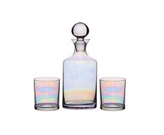 BarCraft Lot de 3 dÃ©canteurs Ã whisky et gobelets en verre â Finition irisÃ©e arc-en-ciel