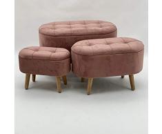Lot de 3 coffres en bois velours rose M S L