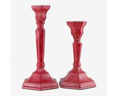 Better & Best 2781944 Lot de bougeoirs décoratifs en tôle émaillée Rouge