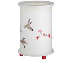 Elobra Lampe de table en bois pour enfant Motif oiseaux et fleurs ArgentÃ© 40 W