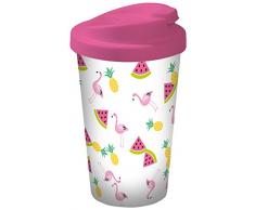 infinite by GEDA LABELS 15934Â Flamingo Fruits Coffee to go Gobelet, Plastique, Multicolore, 9Â x 9Â x 17Â cm
