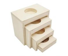 Efco Veilleuse Support Nest Bois Non traité, Marron, Lot de 4