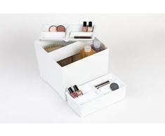 DISY Set de boîtes pour Organiser Maquillage et cosmétiques. Idéal pour Ranger Les tiroirs de Votre Salle de Bain. Nessuna Blanc