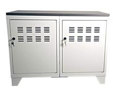 Armoire 2 Porte sur Pieds avec Plateau en MDF, Blanc