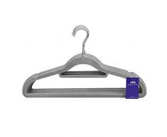 JVL Simple Gamme en Velours Touch économie despace antidérapant cintres Lot de 20, recyclé, Plastique ABS, Nylon, Zinc, Gris, 41.5 x 0.5 x 22.5 cm