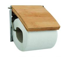 MSV 140396 Porte Rouleau Papier WC Bois/Inox Bambou 13 x 12 x 1,5 cm