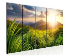 Tableau decoration murale Paysage coucher de soleil 200 x 80 cm - XXL Impression sur Toile Salon Appartment 5 Parties - prÃªt Ã accrocher - 607055a