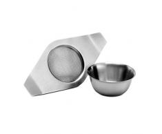 Kilo D9 Passoire Ã double bras en acier inoxydable avec collecteur dÃ©gouttement pour thÃ© en vrac