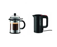 Bodum 11171-16 New-Chambord Cafetière à Piston / Bec Verseur 4 Tasses / 0,5 L + Bouilloire électrique 0.5 L noire