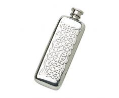 Edwin Flasque & Co Uni de Coffre Design avec Traditionnel Celtique Corde gaufrage et Doux en Forme de Coin Spirit Flasque en Ã©tain, 85Â Gram